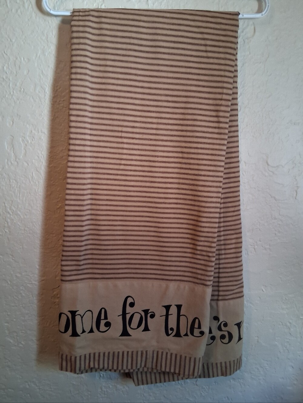 Large Primitive Style Burgundy & Tsn Sriped Holiday Tablecloth 60 X 90 Rectangle